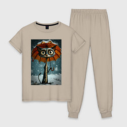 Женская пижама Уличный кот под мокром снегом