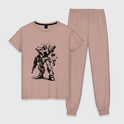 Пижама хлопковая женская Боевой бот, цвет: пыльно-розовый