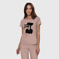 Пижама хлопковая женская Тукан ковбой, цвет: пыльно-розовый — фото 2