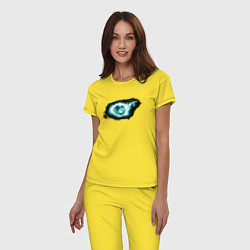 Пижама хлопковая женская Горящий мяч, цвет: желтый — фото 2