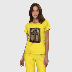 Пижама хлопковая женская Египетский крест Анкх знак вечной жизни, цвет: желтый — фото 2