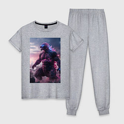 Пижама хлопковая женская Годзилла - король монстров, цвет: меланж