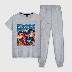 Пижама хлопковая женская We are Venom - motto, цвет: меланж