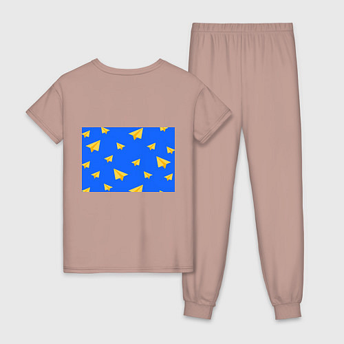 Женская пижама Желтый самолетик / Пыльно-розовый – фото 2