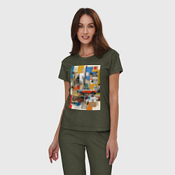 Пижама хлопковая женская Плакат с ретро автомобилем, цвет: меланж-хаки — фото 2