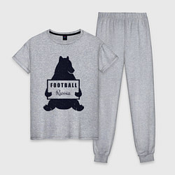 Пижама хлопковая женская Bear football, цвет: меланж