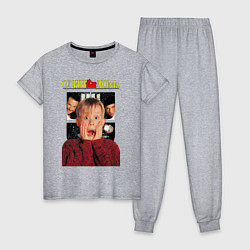 Пижама хлопковая женская Один дома, цвет: меланж