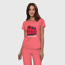 Пижама хлопковая женская Squid game matryoshka edition, цвет: коралловый — фото 2