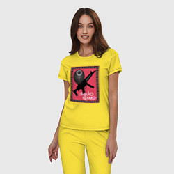 Пижама хлопковая женская Squid game gun and mask, цвет: желтый — фото 2