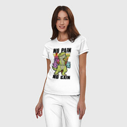 Пижама хлопковая женская T Rex GYM - no pain no gain, цвет: белый — фото 2