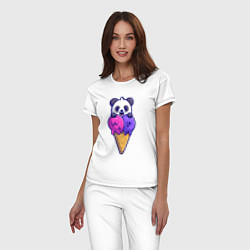 Пижама хлопковая женская Panda ice cream, цвет: белый — фото 2