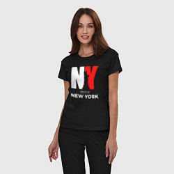 Пижама хлопковая женская The city of New York, цвет: черный — фото 2