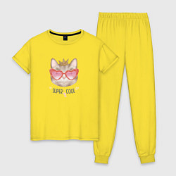 Женская пижама Кошка принцесса в розовых очках super cool