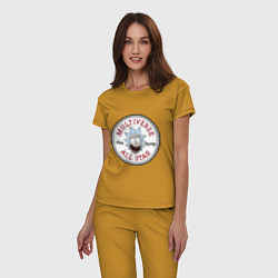 Пижама хлопковая женская Нашивка с Риком Санчесом, цвет: горчичный — фото 2