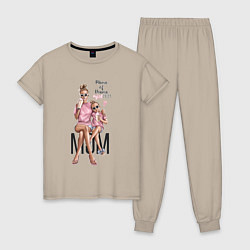 Пижама хлопковая женская Mama of drama, цвет: миндальный