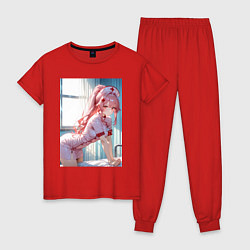 Пижама хлопковая женская Медсестричка позаботится о тебе, цвет: красный