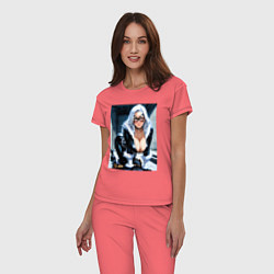Пижама хлопковая женская Черная кошка Фелиция Харди, цвет: коралловый — фото 2