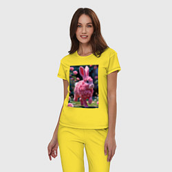 Пижама хлопковая женская Кролик из роз, цвет: желтый — фото 2