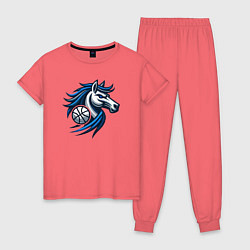 Пижама хлопковая женская Mavericks horse, цвет: коралловый