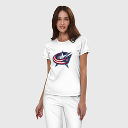 Пижама хлопковая женская Columbus blue jackets - hockey team - emblem, цвет: белый — фото 2