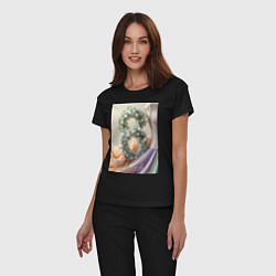 Пижама хлопковая женская Ландыши 8 марта, цвет: черный — фото 2