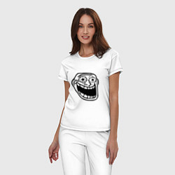 Пижама хлопковая женская Омега тролл фейс мем, цвет: белый — фото 2