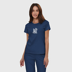 Пижама хлопковая женская Jazz retro lettering, цвет: тёмно-синий — фото 2