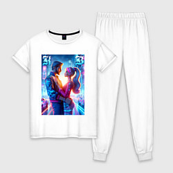 Пижама хлопковая женская Любовь Барби и Кена - нейроарт, цвет: белый