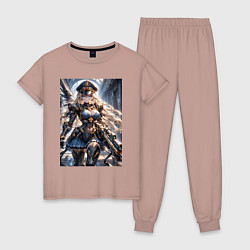 Пижама хлопковая женская Девушка в стиле игры Red Alert, цвет: пыльно-розовый