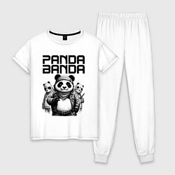 Пижама хлопковая женская Панда и его пацаны - банда, цвет: белый