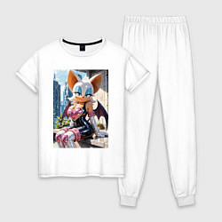 Пижама хлопковая женская Руж из Somic сидит на крыше, цвет: белый