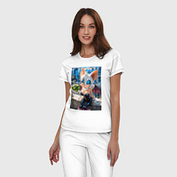 Пижама хлопковая женская Руж из Somic сидит с мастер изумрудом, цвет: белый — фото 2