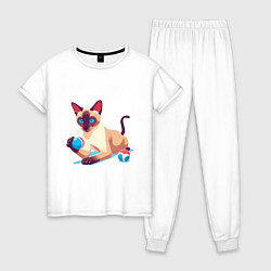 Женская пижама Игривый сиамский котик