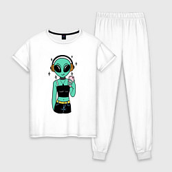 Женская пижама Девочка инопланетянин с телефоном
