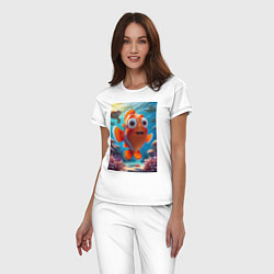 Пижама хлопковая женская Рыбка клоун плавает с черепахами, цвет: белый — фото 2