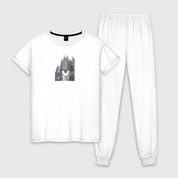 Пижама хлопковая женская Зайяц турист, цвет: белый