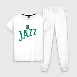 Пижама хлопковая женская Jazz microphone, цвет: белый