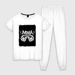 Пижама хлопковая женская Сила кулаков ММА, цвет: белый