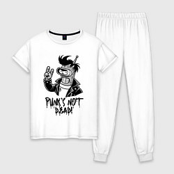 Пижама хлопковая женская Bender - punks not dead motto, цвет: белый