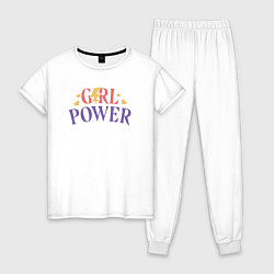 Пижама хлопковая женская Girl powers, цвет: белый