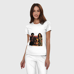 Пижама хлопковая женская Парень и девушка танцуют ретро поп-арт 1970-е, цвет: белый — фото 2