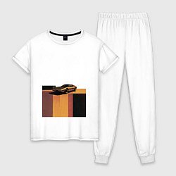 Пижама хлопковая женская Ретрофутуризм спорткар поп-арт 1970-е, цвет: белый