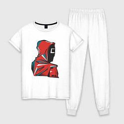 Пижама хлопковая женская Охрана из игры в кальмара, цвет: белый