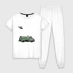 Пижама хлопковая женская Летающий грузовик Bread ретрофутуризм, цвет: белый