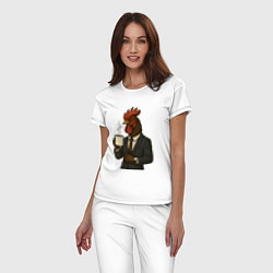 Пижама хлопковая женская Петух бизнесмен, цвет: белый — фото 2