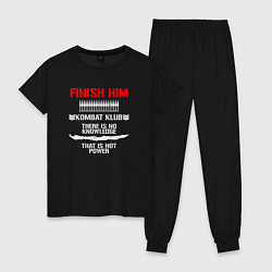 Пижама хлопковая женская Finish him club, цвет: черный
