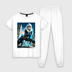 Пижама хлопковая женская Фелиция Харди героическая стойка, цвет: белый