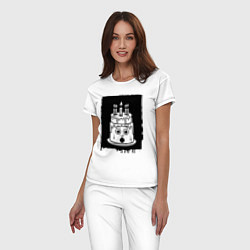 Пижама хлопковая женская Живой торт с каплями и свечой, цвет: белый — фото 2