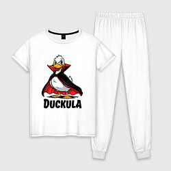 Пижама хлопковая женская Утка - вампир, цвет: белый
