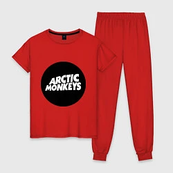 Пижама хлопковая женская Arctic Monkeys Round, цвет: красный